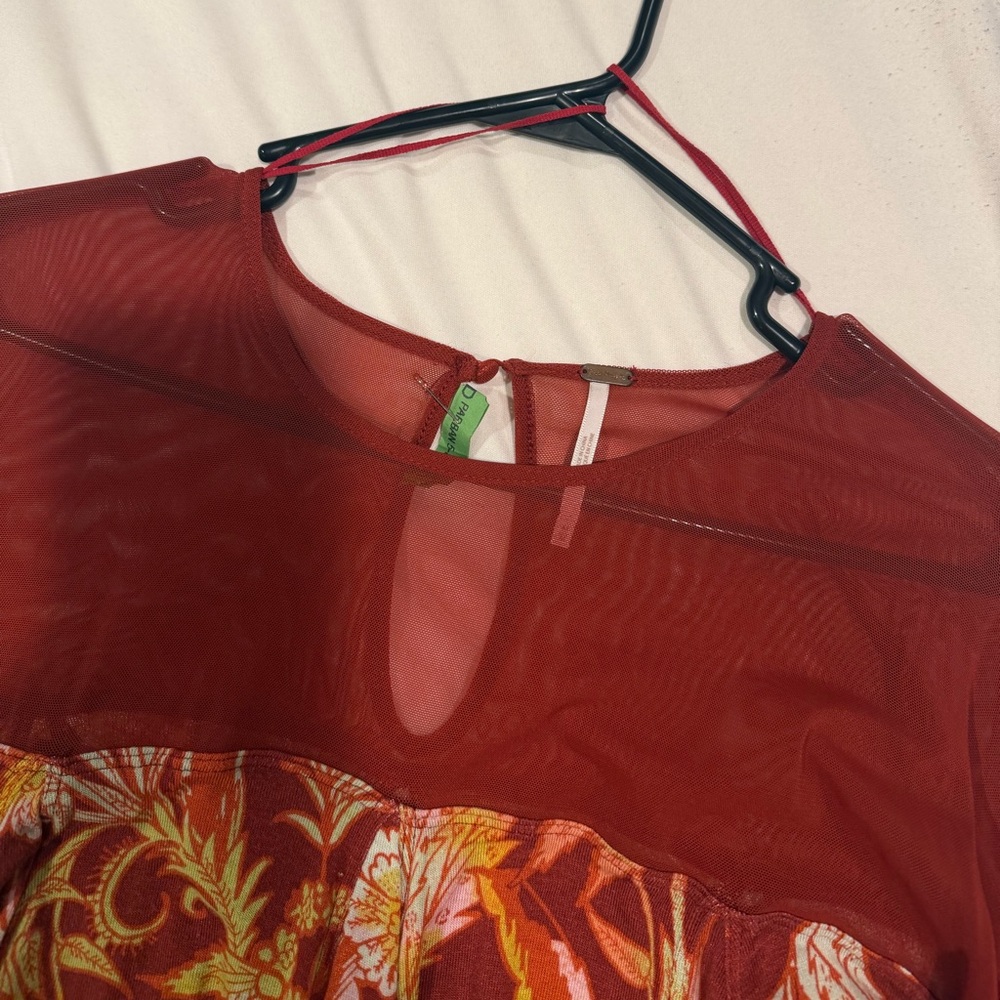 Free People Red Floral Blouse - Picture 6 of 8